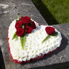 Massed Heart with Red Roses
