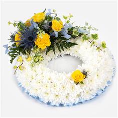 Yellow and Blue Massed Wreath 